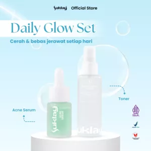 Suklay Daily Glow Set 2in1 Acne Serum & Brightening Toner, Skincare untuk Pencerah Dan Bebas Jerawat
