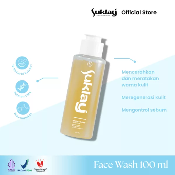 Suklay Facial Wash Sabun Pencerah Wajah Niacinamide, Salmon DNA & 10 Natural Extract