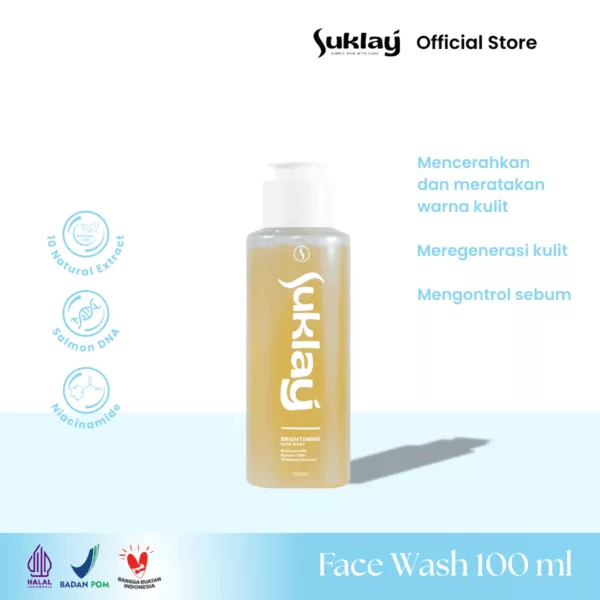 Suklay Facial Wash Sabun Pencerah Wajah Niacinamide, Salmon DNA & 10 Natural Extract