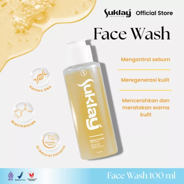 Suklay Facial Wash Sabun Pencerah Wajah Niacinamide, Salmon DNA & 10 Natural Extract