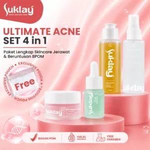 Suklay Anti Acne Paket 4 Set Cegah Jerawat & Repair Barrier (Face Wash + Toner + Serum + Cream)