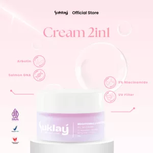 Suklay Cream 2in1 Mencerahkan Melembapkan Kulit. 3% Niacinamide, Arbutin, Salmon DNA, UV Filter