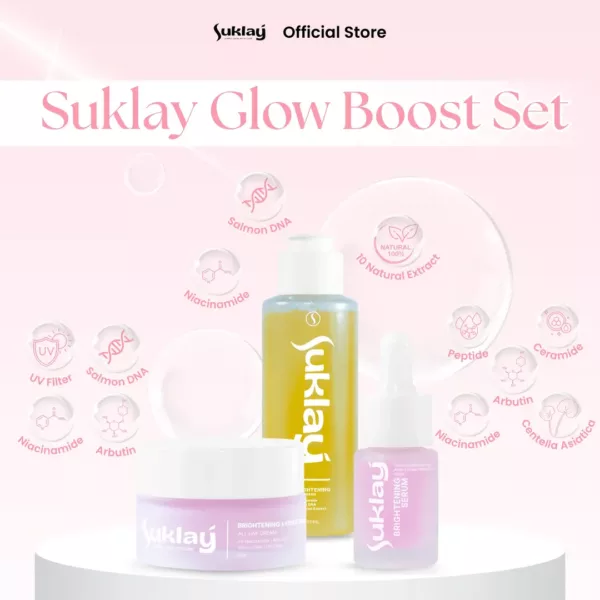 Suklay Paket 3 Set Suklay Bright & Fresh – Salmon DNA, Niacinamide, Ceramide – Mencerahkan, Melembapkan & Menghaluskan Kulit Wajah
