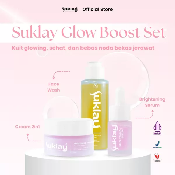 Suklay Paket 3 Set Suklay Bright & Fresh – Salmon DNA, Niacinamide, Ceramide – Mencerahkan, Melembapkan & Menghaluskan Kulit Wajah