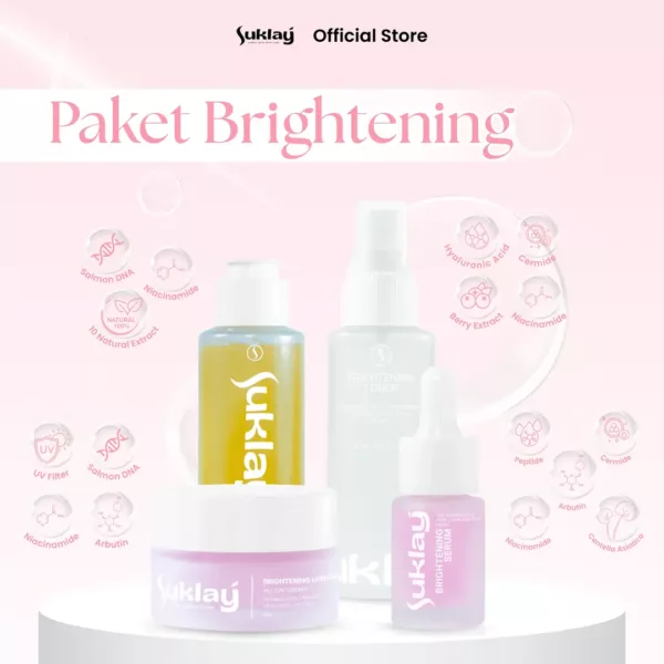 Suklay Brightening Skincare Paket 4 Set ( Face Wash + Toner + Serum + Cream 2in1 )
