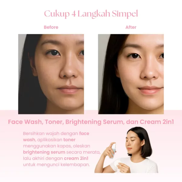 Suklay Brightening Skincare Paket 4 Set ( Face Wash + Toner + Serum + Cream 2in1 )