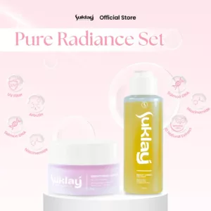 Suklay Paket 2 in 1 Pure Radiance – Niacinamide, Salmon DNA, Arbutin, UV Filter – Mencerahkan & Melembapkan Wajah (100ml + 20gr)
