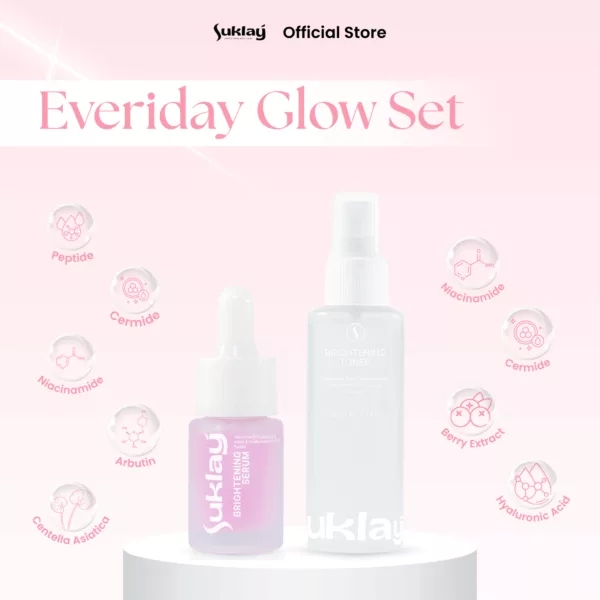 Suklay Paket 2 in 1 Everyday Glow – Niacinamide, Ceramide, Centella | Mencerahkan, Meratakan Warna Kulit, 100ml + 20ml