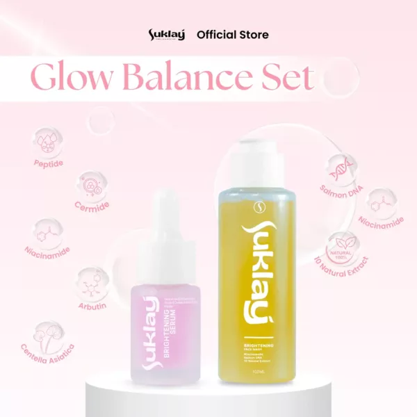Suklay Glow Balance 2 in 1 Brightening Serum & Face Wash | Niacinamide, Ceramide, Salmon DNA, Peptide | Mencerahkan, Mengurangi Kerutan