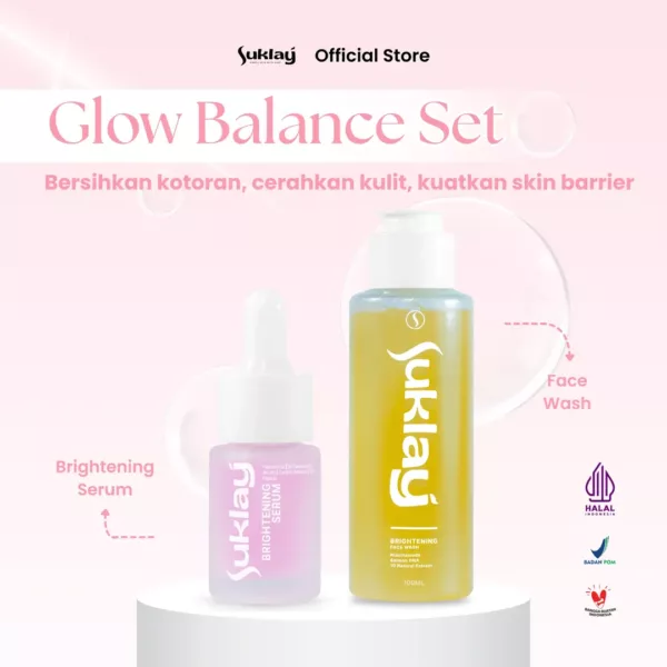 Suklay Glow Balance 2 in 1 Brightening Serum & Face Wash | Niacinamide, Ceramide, Salmon DNA, Peptide | Mencerahkan, Mengurangi Kerutan