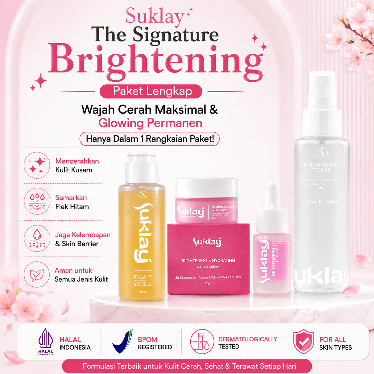 Suklay Brightening Skincare Paket 4 Set