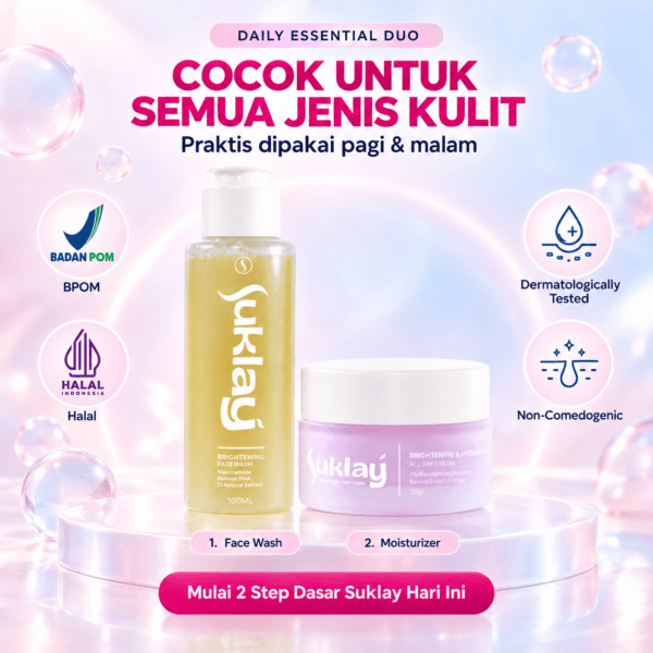 SUKLAY Daily Glow Duo – Paket Face Wash & Moisturizer Brightening Hydrating | Skincare 2 Step